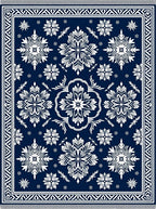 Deep Blue Floral Medallion Rug