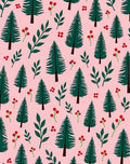Forest Green Pine Trees Pink Background Rug