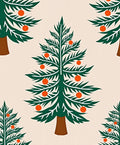 Evergreen Tree with Orange Ornaments Rug