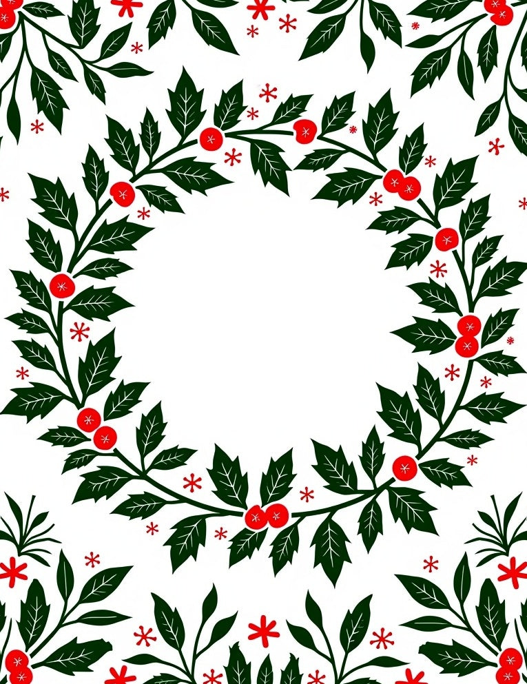 Green Holly Berry Wreath Christmas Rug