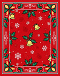 Festive Red Holly Bell Snowflake Rug