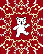 Crimson white bear floral medallion Rug