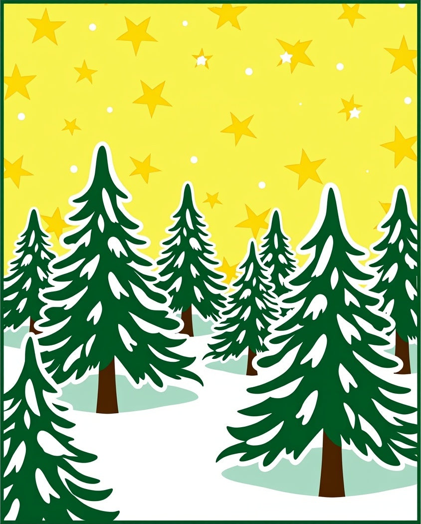 Yellow Starry Night Forest Scene Rug