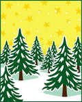 Yellow Starry Night Forest Scene Rug