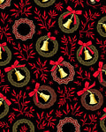 Red Leaf Bell Wreath Gold Border Rug