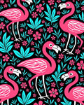 Vibrant Pink Flamingo Floral Jungle Rug