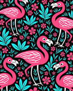 Vibrant Pink Flamingo Floral Jungle Rug