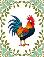 Vibrant Rooster Nature Frame Rug