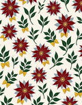Crimson Floral Green Leaf Yellow Bow Rug