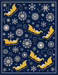 Navy Sleigh Snowflake Winter Collection Rug