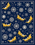 Navy Sleigh Snowflake Winter Collection Rug