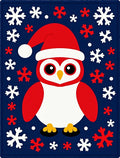 Whimsical Red Owl Snowflakes Navy Rug