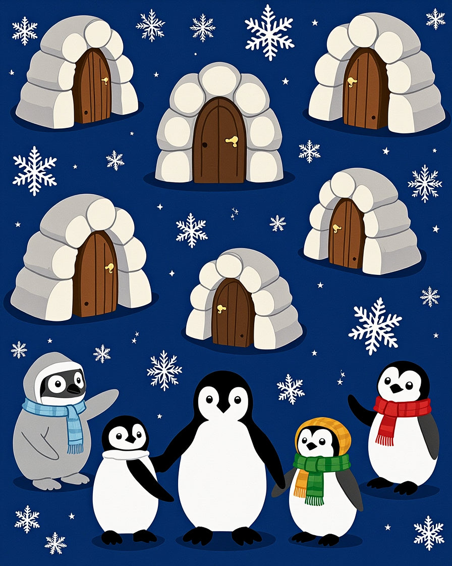 Arctic Homes And Penguins Collection Rug