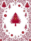 Deep Red Pine Garland Border Rug