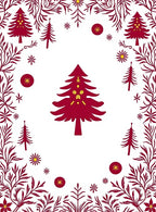 Deep Red Pine Garland Border Rug