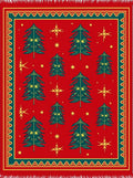 Red Evergreen Trees Starry Night Rug