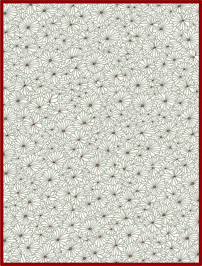 Classic White Floral Outline Rug