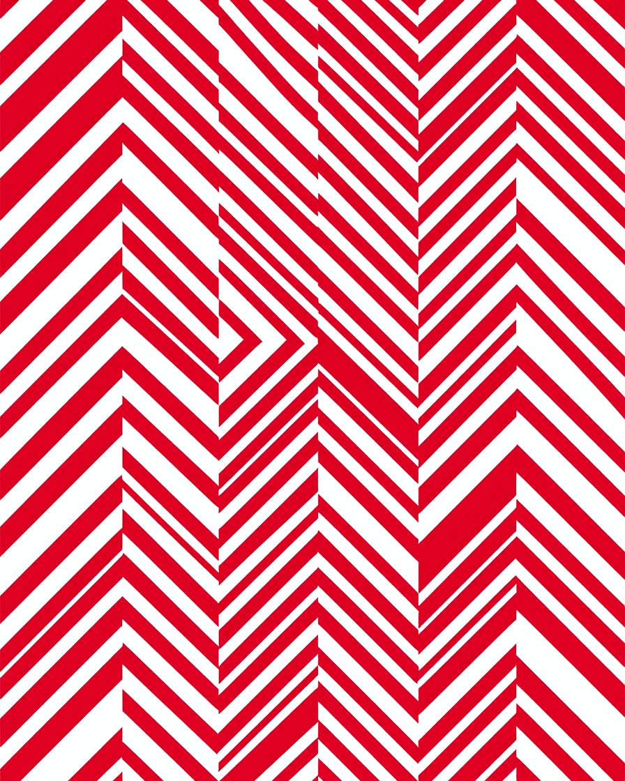 Bold Red Geometric Chevron Rug