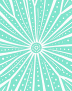 Aqua White Starburst Sunburst Rays Rug