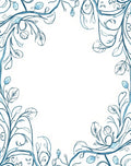 Delicate Teal Vine Floral Border Rug