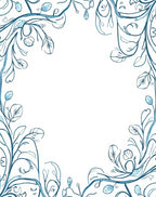 Delicate Teal Vine Floral Border Rug