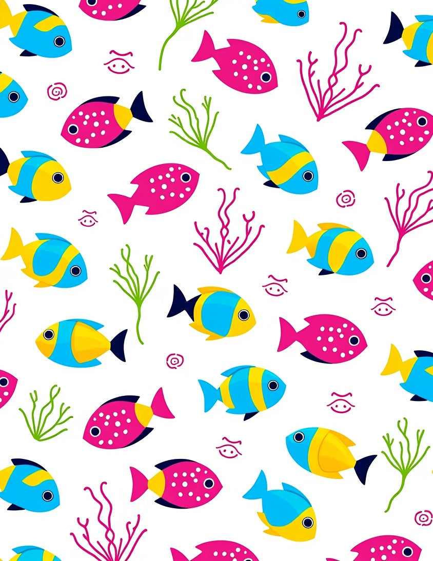 Playful Multi Color Fish Coral Rug