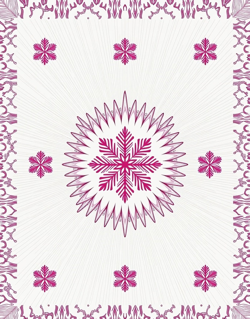 Crimson Starburst Mandala With Floral Accents Rug