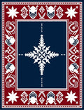 Deep Blue Red Starburst Border Rug