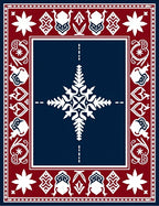 Deep Blue Red Starburst Border Rug