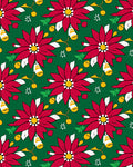 Red Poinsettia Holiday Garland Rug