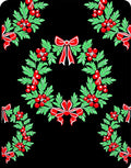 Holiday Wreath Red Green Bows Rug