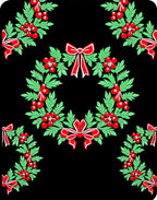Holiday Wreath Red Green Bows Rug