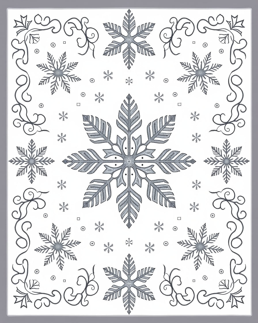 Winter Snowflake Medallion Gray Rug