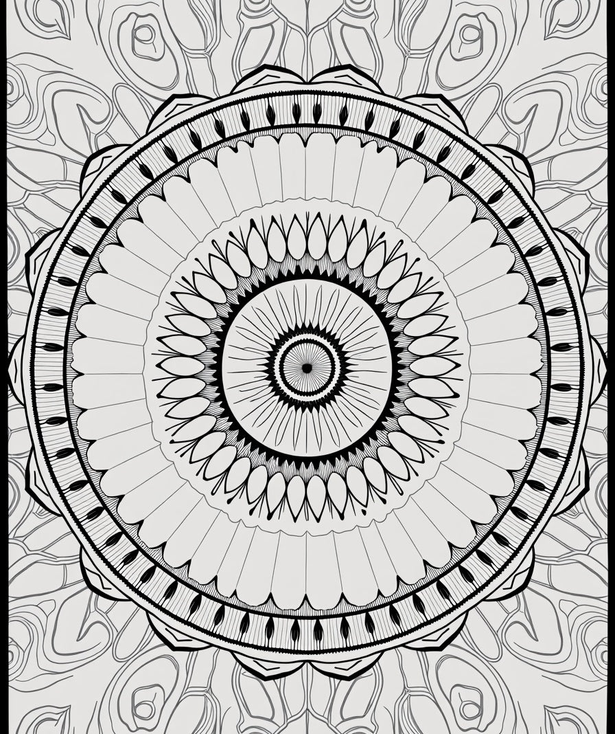 Black White Radial Mandala Rug