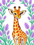 Whimsical Giraffe with Lavender Sprigs Rug