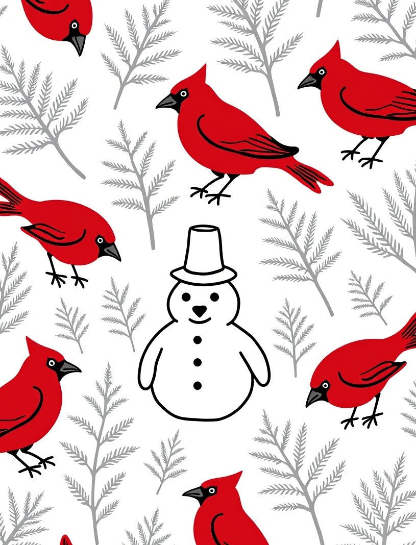 Red Cardinal Snowman Winter Branch Arrangement Rug