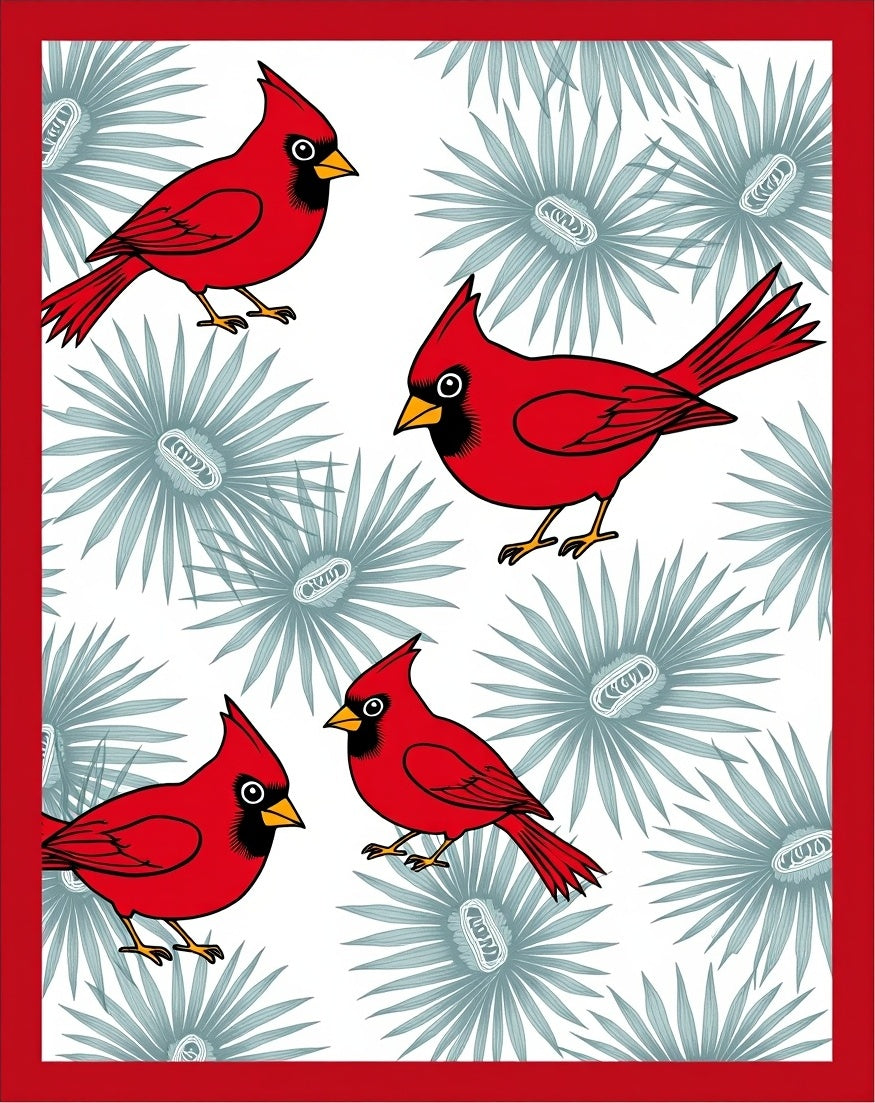 Red Cardinals With Blue Foliage Rug