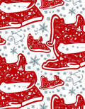 Red Sleigh Snowflakes Festive Whimsy Rug
