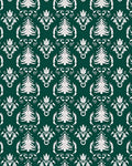 Festive White Christmas Tree Scrollwork Rug