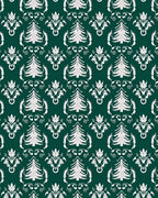 Festive White Christmas Tree Scrollwork Rug