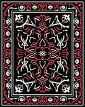Black Crimson White Ornate Medallion Rug