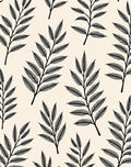 Black Fern Branch Cream Background Rug