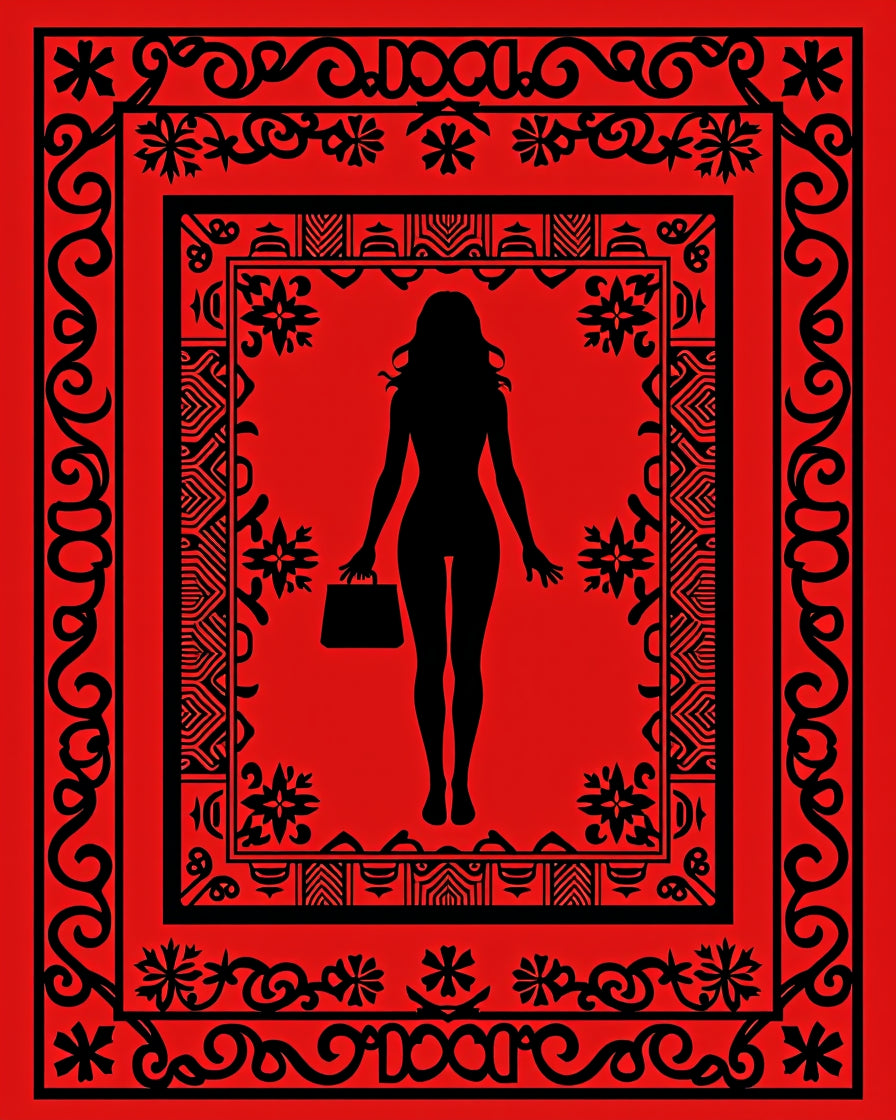 Red Black Figure Ornamentation Rug
