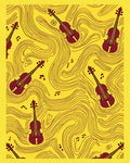 Maroon Violin Yellow Swirls Rug