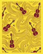 Maroon Violin Yellow Swirls Rug