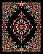 Crimson Gold Elaborate Filigree Rug