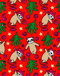 Red Sloth Christmas Tree Star Whimsy Rug
