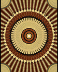 Brown Sunburst Circular Geometric Rug