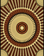 Brown Sunburst Circular Geometric Rug