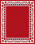 Crimson Cream Geometric Floral Border Rug